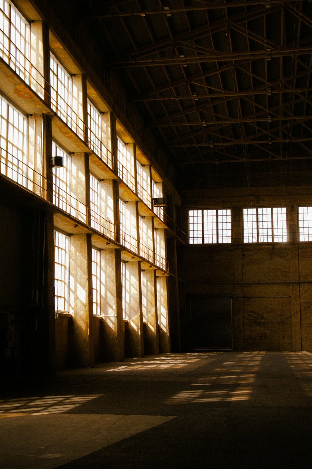 Industrial space with large windows